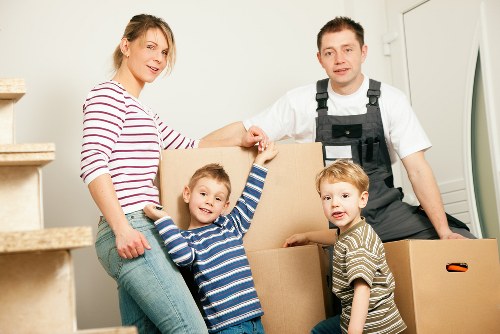 Household items being organised for a move in Islington