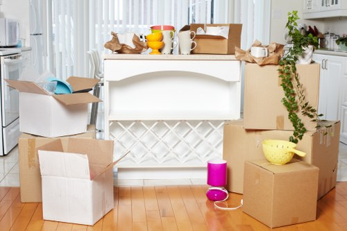 Office furniture and equipment prepared for a move in Islington