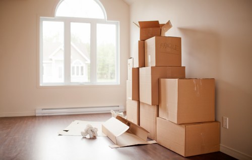Moving truck ready for a residential relocation in Islington