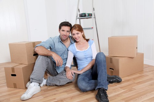 Removal company staff planning a local move in Islington