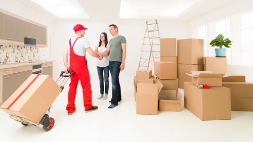 Reusable furniture and cardboard separated for charity and recycling