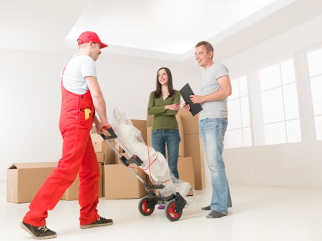 Boxes and furniture prepared for same day moving service