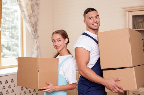 Packed moving boxes ready for house removals in Islington